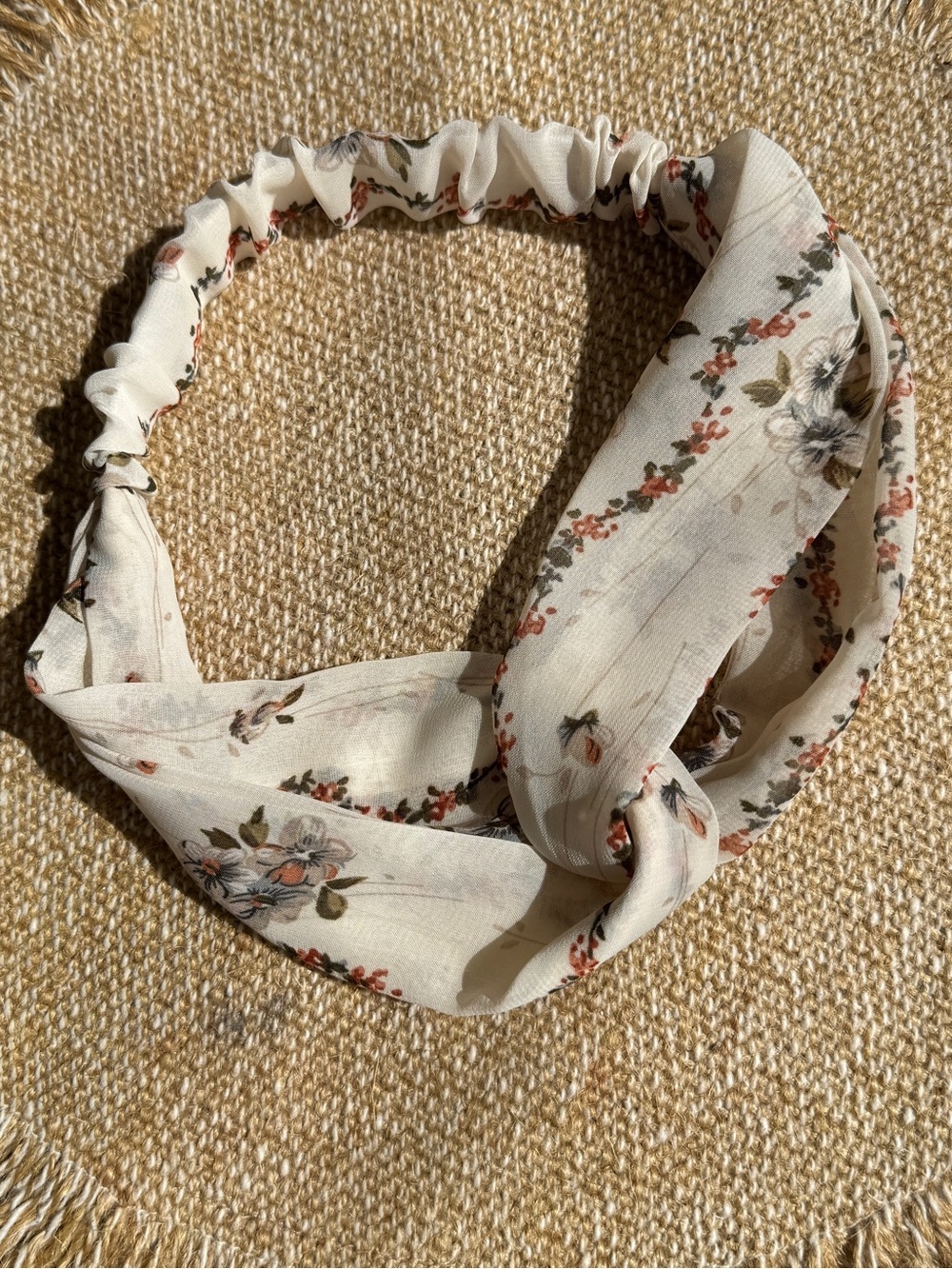 Vintage Cream Floral Twist Knot Headband